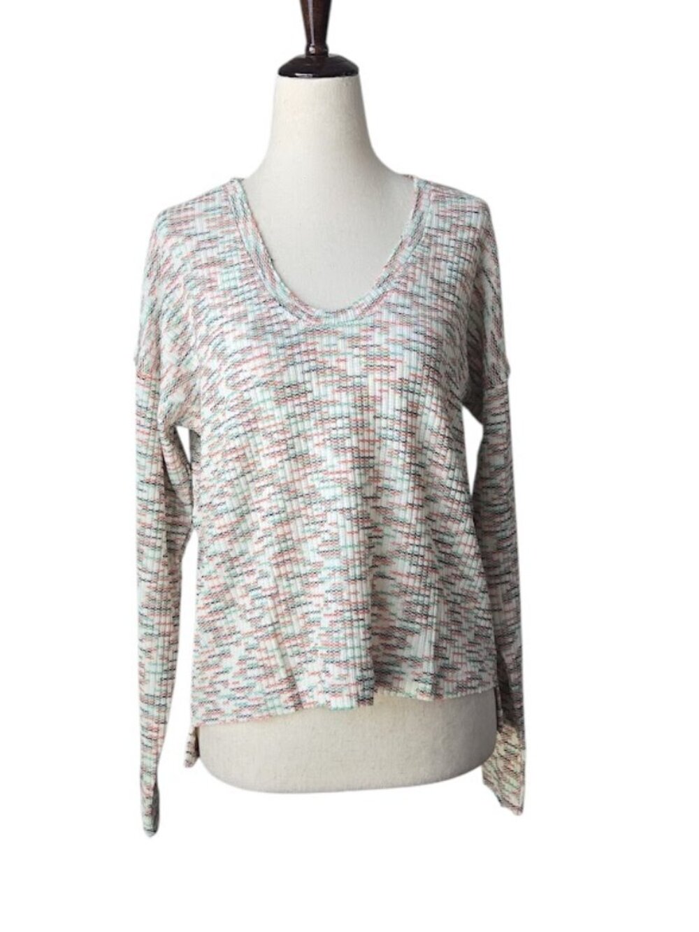 CODE x MODE Green Multi Space Dye Lightweight Knit Sweater XS NWT